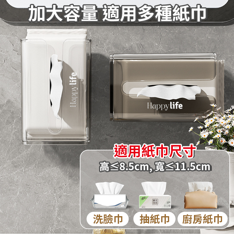 現貨🔥 吸盤紙巾盒 衛生紙盒 免打孔壁掛紙巾盒 面紙盒 透明紙巾盒 紙巾收納盒 浴室紙巾盒 浴室衛生紙盒-細節圖7