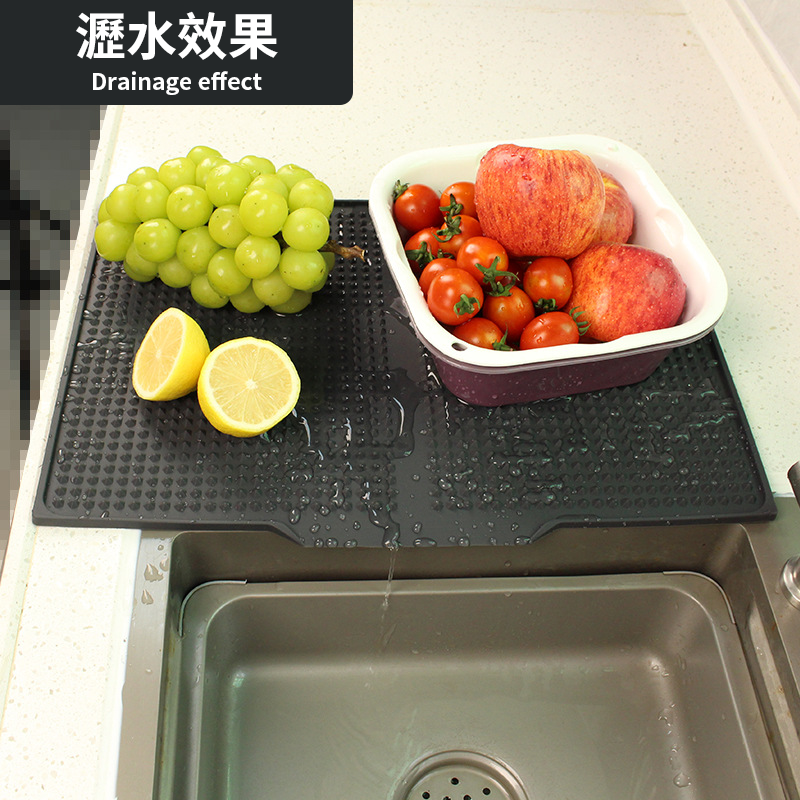 【新款開放式出水口】廚房臺面瀝水墊 矽膠瀝水墊 餐桌隔熱墊 瀝水墊 杯墊 咖啡機墊 砧板墊 吧台墊 防滑瀝水墊 防燙墊-細節圖2