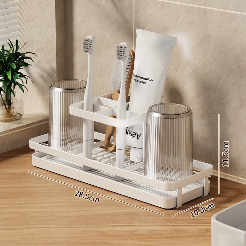 【現貨新款】日式牙刷杯子架 電動牙刷架 浴室牙刷收納架 牙刷架 洗手臺置物架 牙刷牙膏架 牙刷座 浴室收納架 收納架-規格圖8