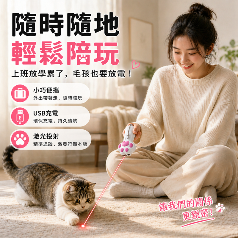 【喵星追不停】 投影逗貓棒 自動逗貓棒 逗貓投影 激光逗貓棒 貓咪自嗨玩具 寵物玩具-細節圖2