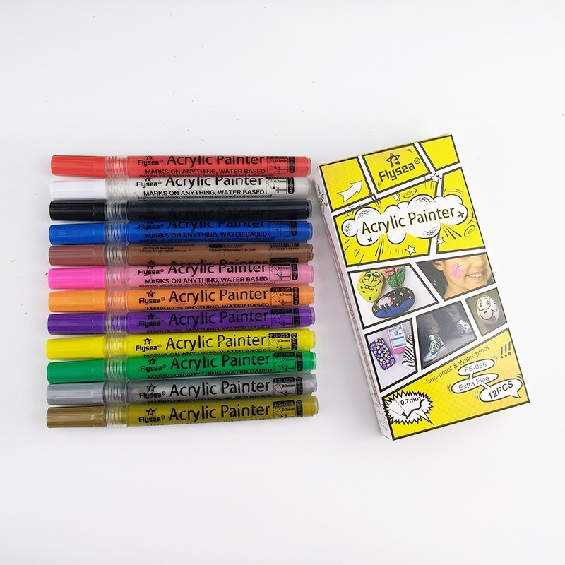 丙烯筆 繪畫筆 塗鴉筆 油漆筆 丙烯馬克筆 壓克力筆 玻璃 陶瓷 馬克筆 彩繪筆 0.7mm 水性顔料色筆畫筆-規格圖9