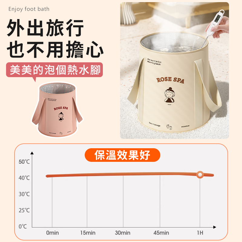 【加蓋五層保溫】折疊泡腳桶🔥泡腳袋 泡腳盆 水桶 足浴袋 足浴桶 加蓋摺疊水桶 水袋 折疊泡腳桶 折疊桶 泡腳桶加高-細節圖3