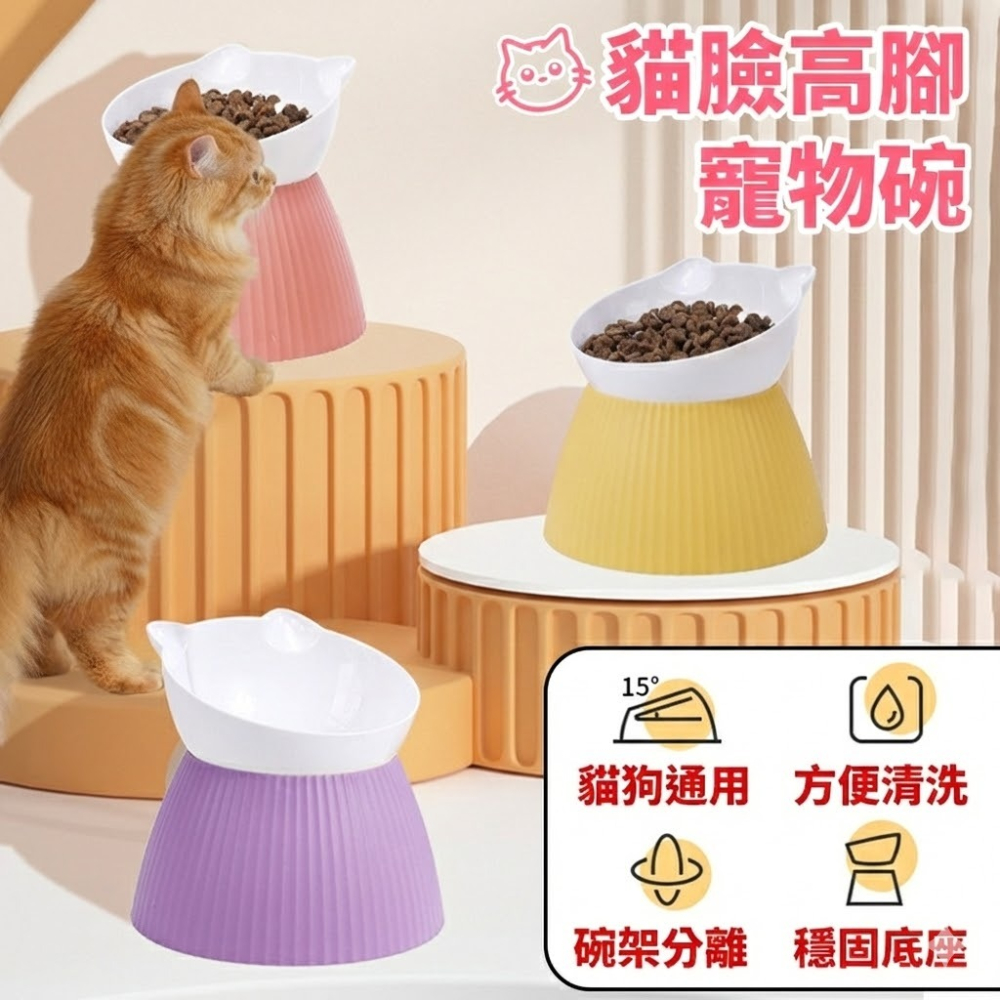 【保護頸椎】貓碗 寵物碗 狗碗 高腳碗 防打翻貓碗 寵物護頸碗 貓碗架 餵食碗 貓碗架 斜口寵物碗 保護頸椎碗架-細節圖2