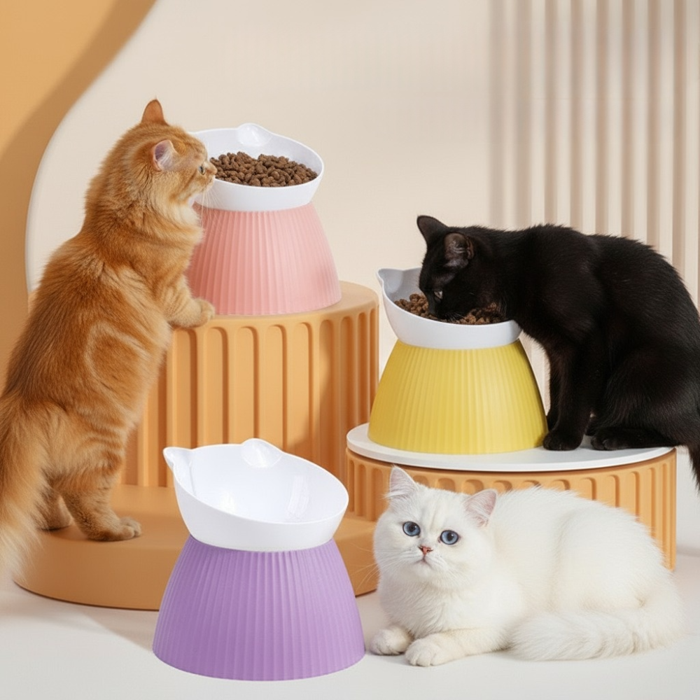【保護頸椎】貓碗 寵物碗 狗碗 高腳碗 防打翻貓碗 寵物護頸碗 貓碗架 餵食碗 貓碗架 斜口寵物碗 保護頸椎碗架-細節圖9