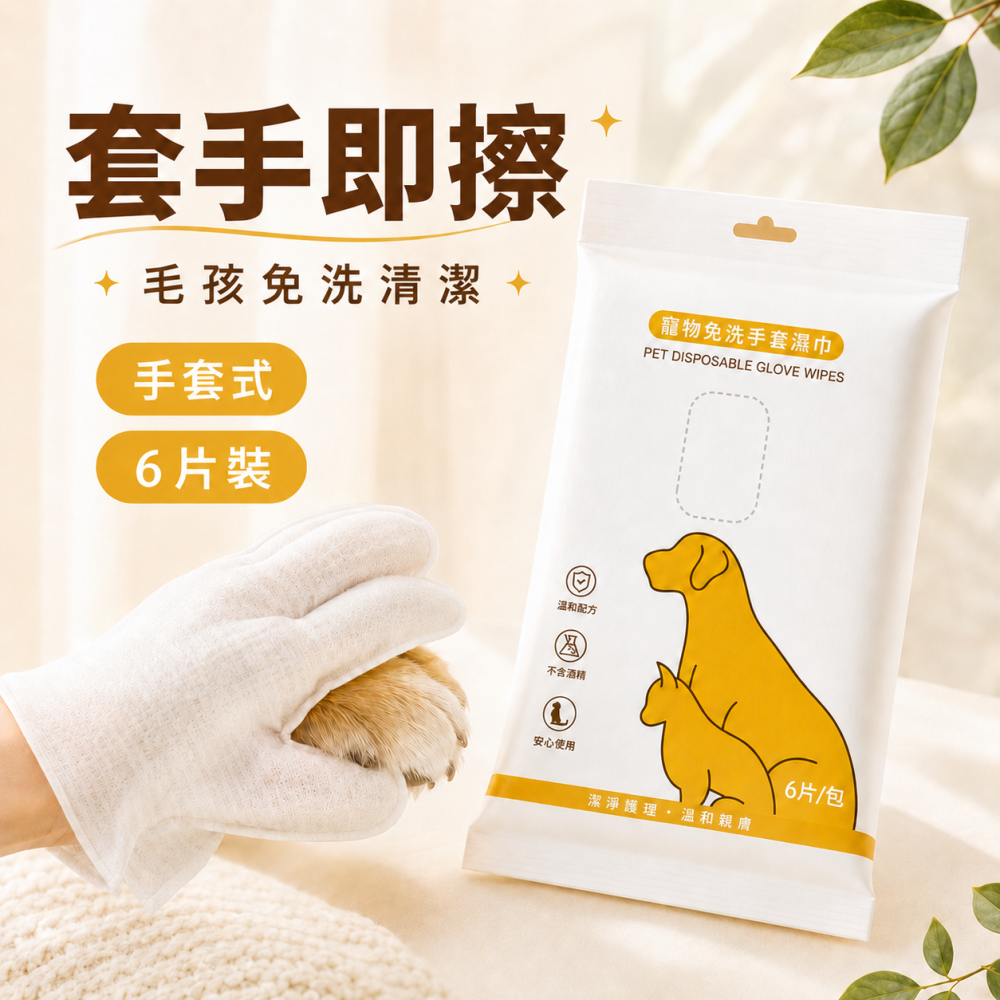 寵物免洗澡手套 寵物清潔手套 寵物濕紙巾 擦澡手套 手套濕巾 寵物濕巾 除臭抗菌濕紙巾 貓狗乾洗澡 貓洗澡-細節圖3