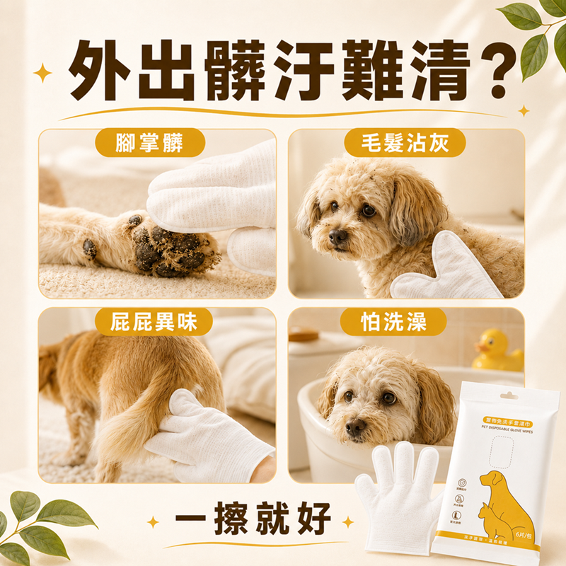寵物免洗澡手套 寵物清潔手套 寵物濕紙巾 擦澡手套 手套濕巾 寵物濕巾 除臭抗菌濕紙巾 貓狗乾洗澡 貓洗澡-細節圖4