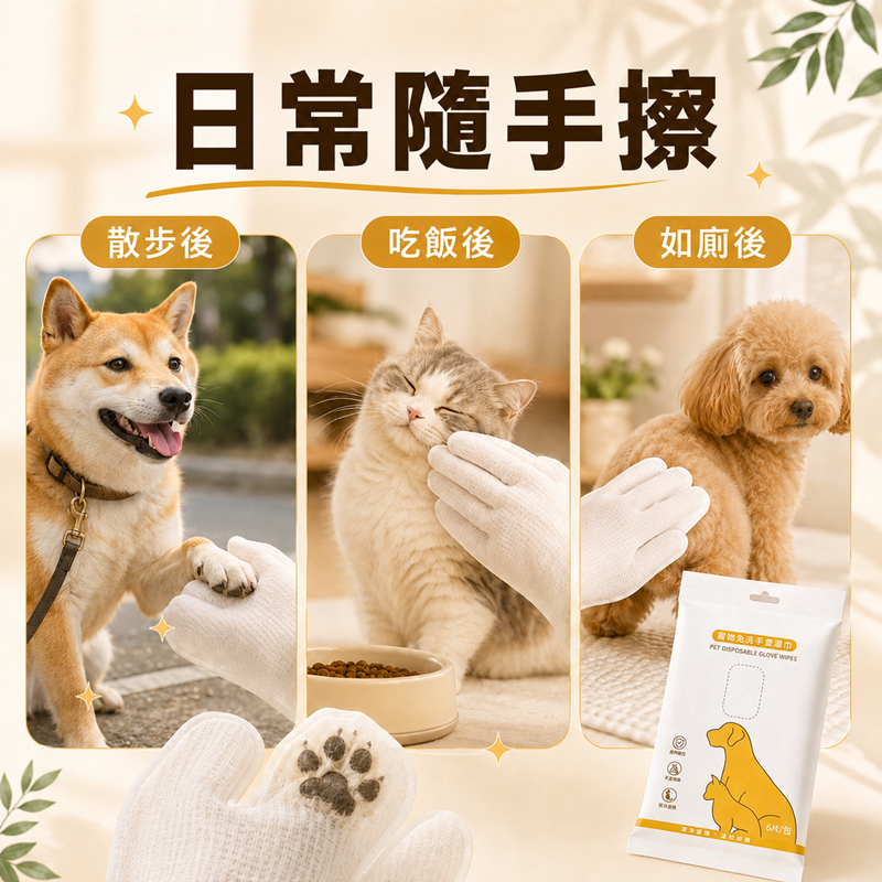 寵物免洗澡手套 寵物清潔手套 寵物濕紙巾 擦澡手套 手套濕巾 寵物濕巾 除臭抗菌濕紙巾 貓狗乾洗澡 貓洗澡-細節圖9
