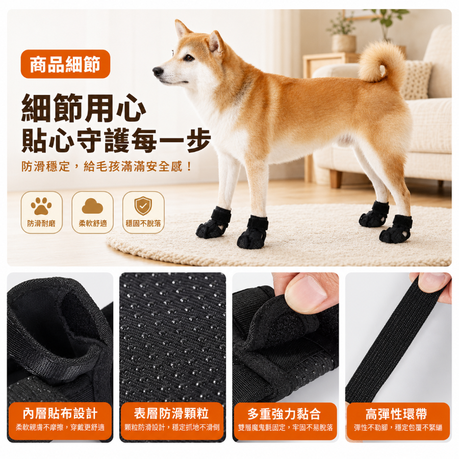 現貨!!狗狗居家防滑鞋套 防跌倒 防摔 腳套 寵物防滑鞋套 耐磨腳套 居家止滑 透氣舒適 狗狗鞋套 寵物室內鞋子-細節圖6