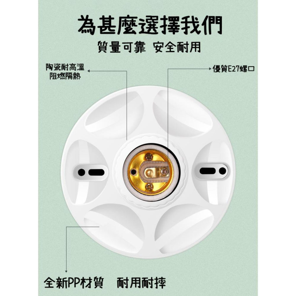 『台灣公司貨👑』E27陶瓷燈座【腸腸的居家生活】『免運』吸頂圓型燈底座 節能燈座 led節能燈泡燈頭 E27螺口 燈頭燈-細節圖4