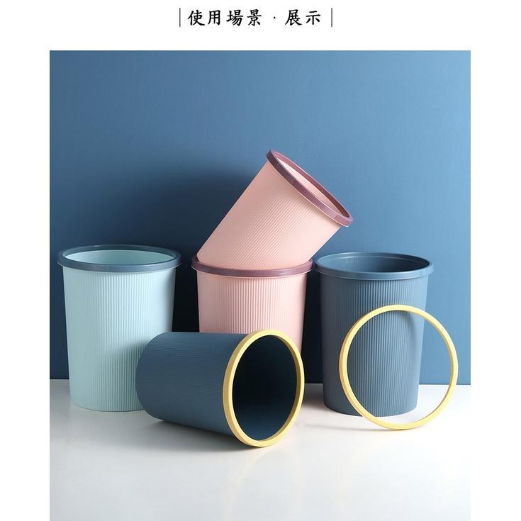 『台灣公司貨👑』北歐風簡約垃圾桶【腸腸的居家生活】『免運』壓圈垃圾桶 撞色 簡約 雙色 無蓋垃圾桶 塑膠垃圾桶-細節圖6