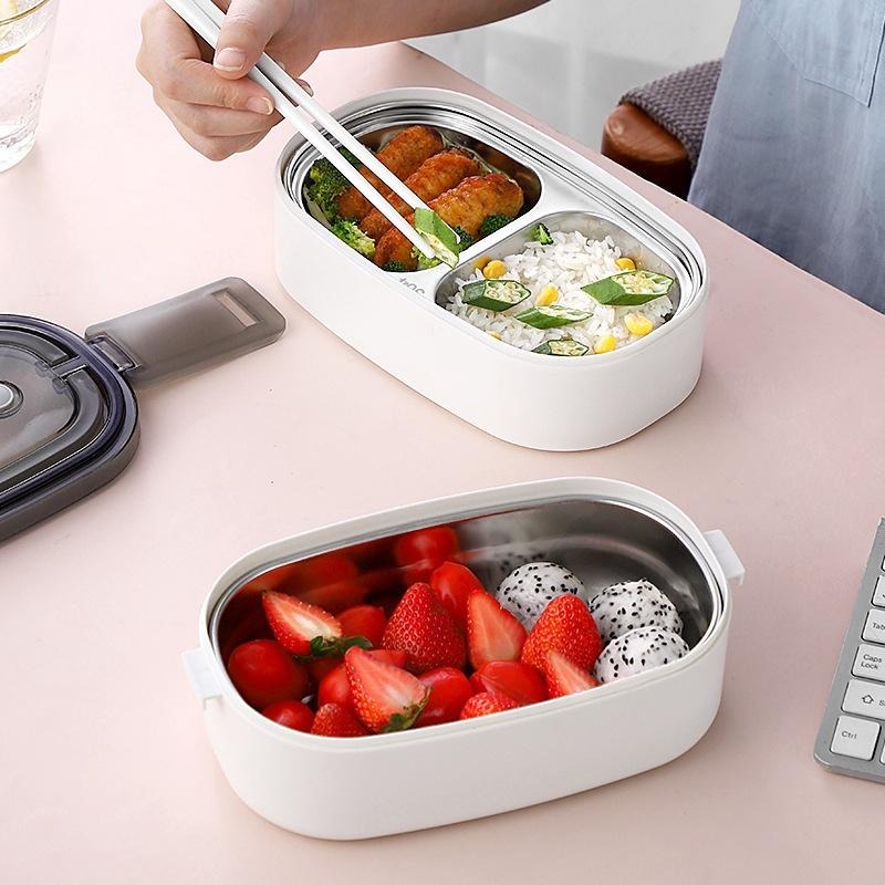 『台灣公司貨👑』304不銹鋼便當盒【腸腸的居家生活】『免運』 不鏽鋼保溫餐盒 注水加熱 易扣便當盒 贈餐具 安全材質-細節圖9