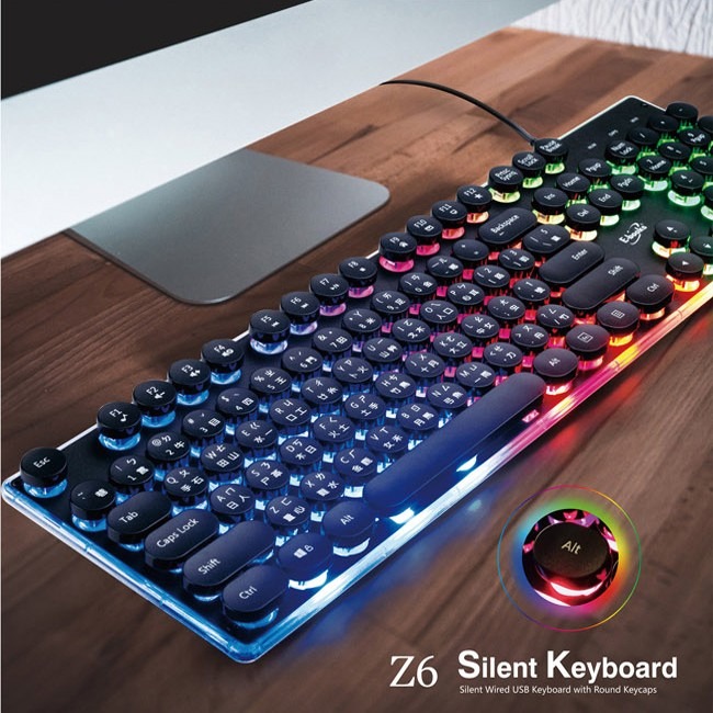 【E-books】E-books Z6 炫光打字機靜音有線鍵盤-細節圖2