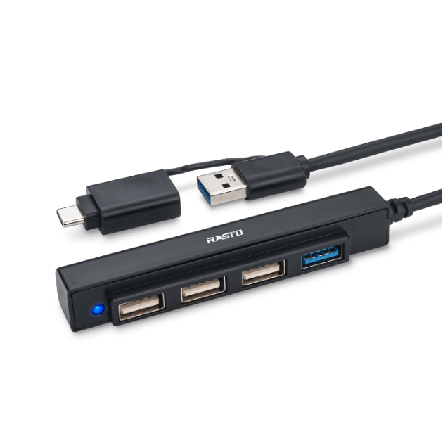 【RASTO】 RH11 長線型USB 3.2 Hub 4孔集線器1M+Type C雙接頭-細節圖5