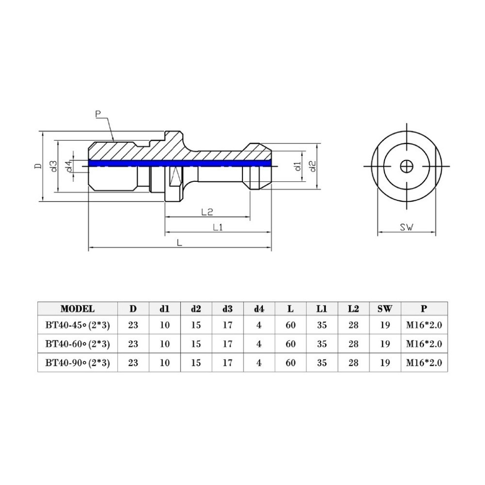 附發票 *含中心出水孔*CNC拉栓 BT40-45°W、60°W、90°W 全新現貨 CNC 銑床加工機 拉釘 台灣製造-細節圖5