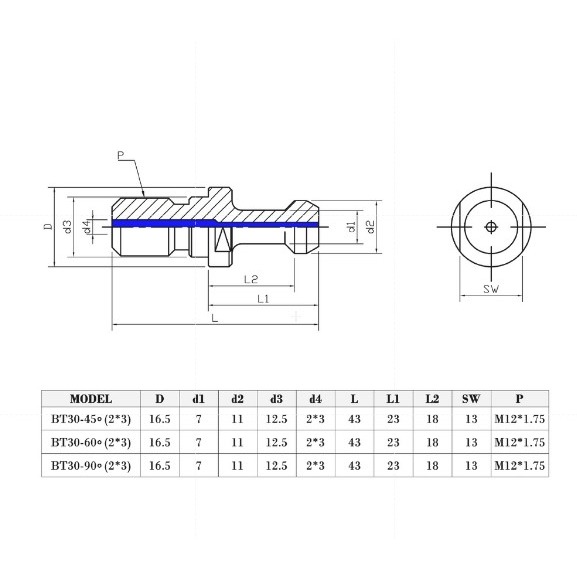 附發票 含中心出水孔 拉栓 CNC拉栓 BT30-45°W、60°W、90°W PULL STUD 銑床加工機 拉釘台灣-細節圖6