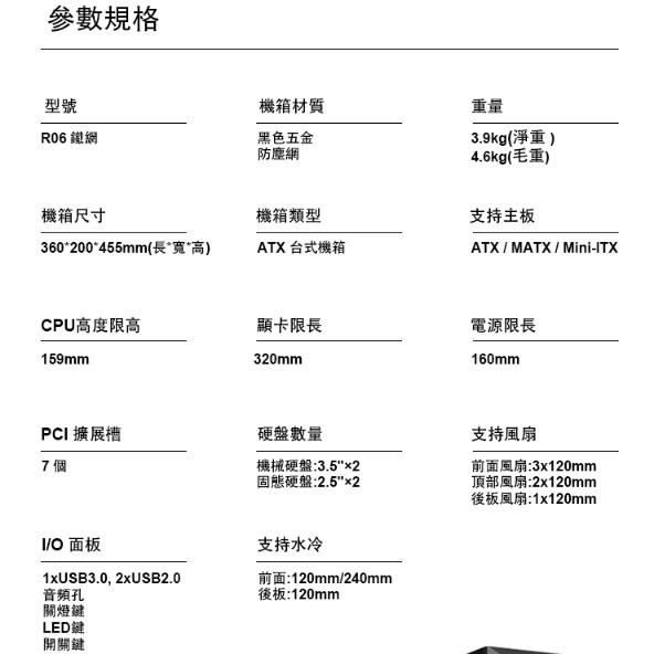 @電子街3C特賣會@全新 EINAREX 埃納爾 R06 掀門玻璃 RGB風扇*4 可關燈 磁吸合頁門 電競機殼-細節圖6