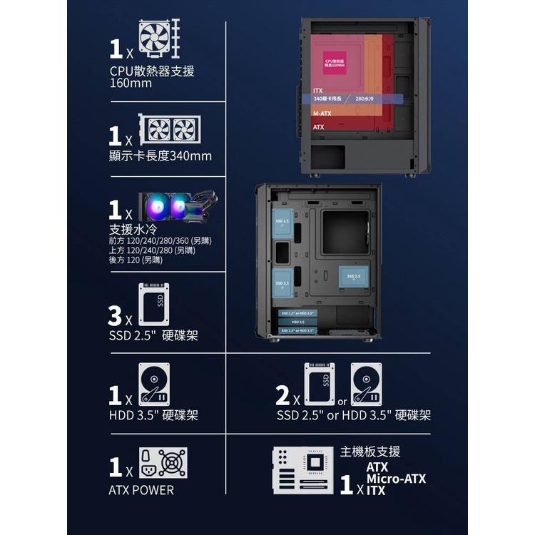 @電子街3C 特賣會@全新 infotec CX-480 彩色定光風扇 電競機殼 玻璃磁吸側板 可關風扇燈 機殼-細節圖4