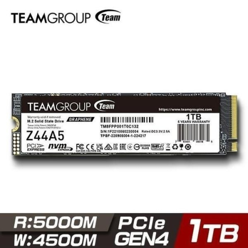 電子街3C特賣會 全新TEAM 十銓 T-Force Z44A5 1TB M.2 PCIe Gen4 SSD 固態硬碟