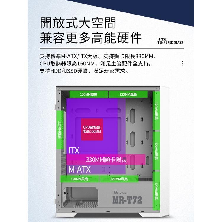 @電子街3C特賣會@全新 Ninfotec MR-T72 玻璃側透機殼 電腦機殼 ARGB風扇*4-細節圖3