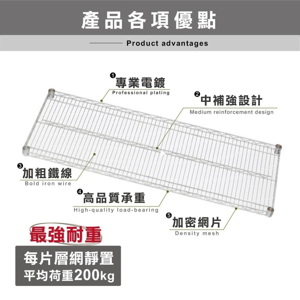 【KIWISH】150x60x210H 五層架(單層平均200kg)｜重重型中補強設計/鐵力士架/貨架/置物架/鍍鉻架-細節圖2