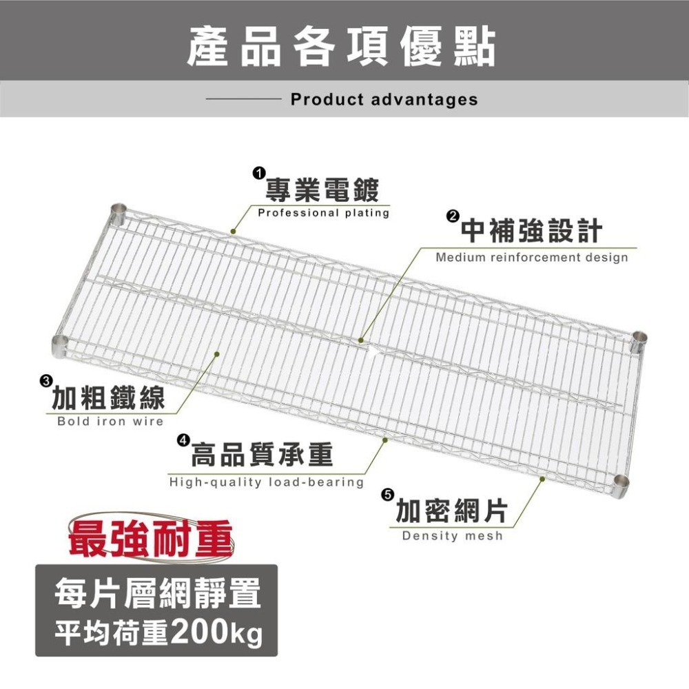 【KIWISH】180x60x210H 五層架(單層平均200kg)｜重重型中補強設計/鐵力士架/貨架/置物架/鍍鉻架-細節圖2