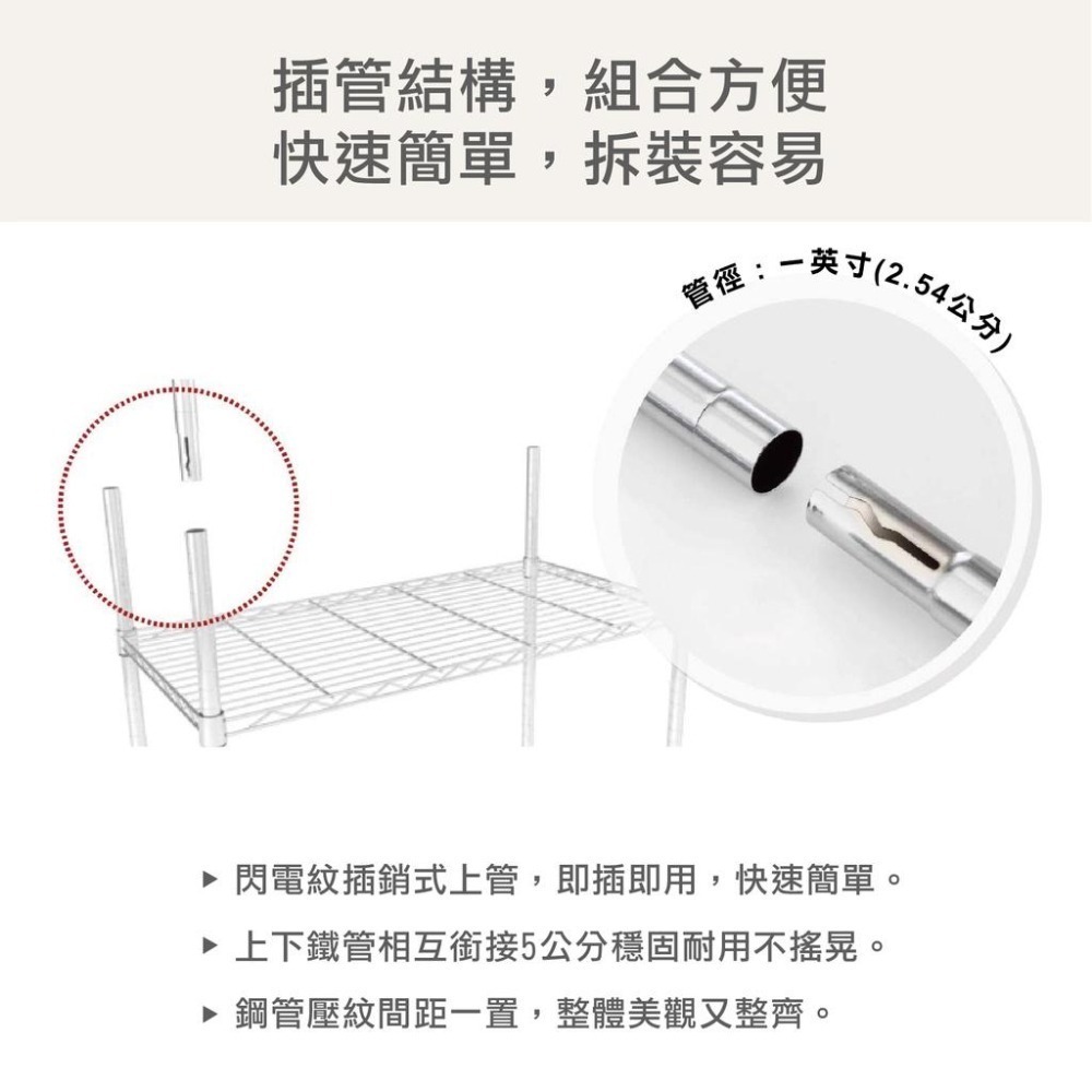 【KIWISH】加高款 鐵架 層架 五層架120x46x210H(電鍍色/黑色)收納架 置物架 鐵力士架 波浪架-細節圖6