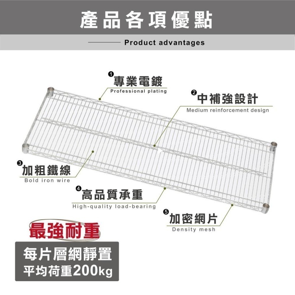 【KIWISH】180x60x180H 四層架(單層平均200kg)｜重重型中補強設計/鐵力士架/貨架/置物架/鍍鉻架-細節圖2