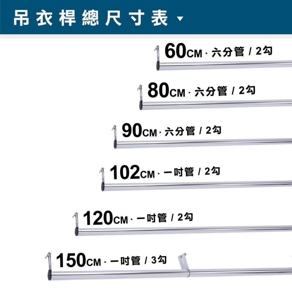 【KIWISH】鐵架配件｜60/80/90/102/120/150CM吊衣桿｜掛衣桿 衣櫥架衣桿 衣架 掛衣架 吊衣架-細節圖8