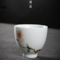 【全館滿599免運】茶杯 品茗杯 影青白瓷手繪品茗杯 禪風古韻 德化白瓷品茗杯 細緻手作 陶瓷茶杯【自在坊茶具】-規格圖3