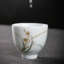 【全館滿599免運】茶杯 品茗杯 影青白瓷手繪品茗杯 禪風古韻 德化白瓷品茗杯 細緻手作 陶瓷茶杯【自在坊茶具】-規格圖3