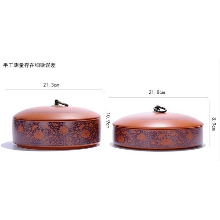 【全館滿599免運】茶餅罐【單餅紫砂普洱茶餅罐】特價350元 散茶500G 普洱茶餅罐 可多層堆疊【自在坊茶具】-細節圖9