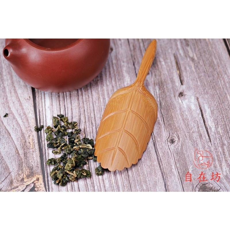 【全館滿599免運】茶則 手工茶則 日本茶勺 精雕樹葉竹制茶則 茶道配件 茶匙茶剷【自在坊茶具】-細節圖7