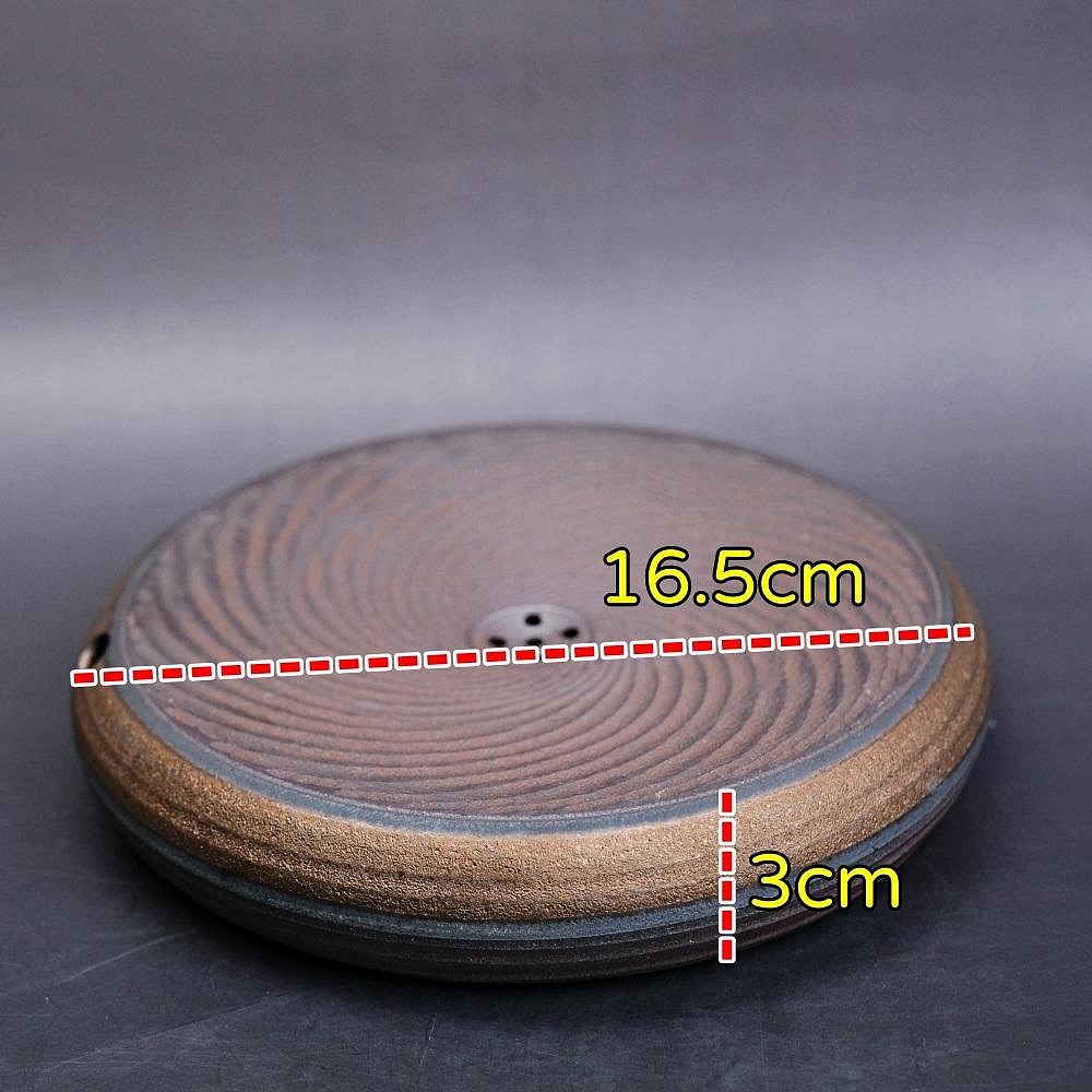 【全館滿599免運】壺承 柴燒壺承 古早柴燒鎏金壺承 日式圓形玄紋跳刀壺墊 乾泡盤台【自在坊茶具】-細節圖7