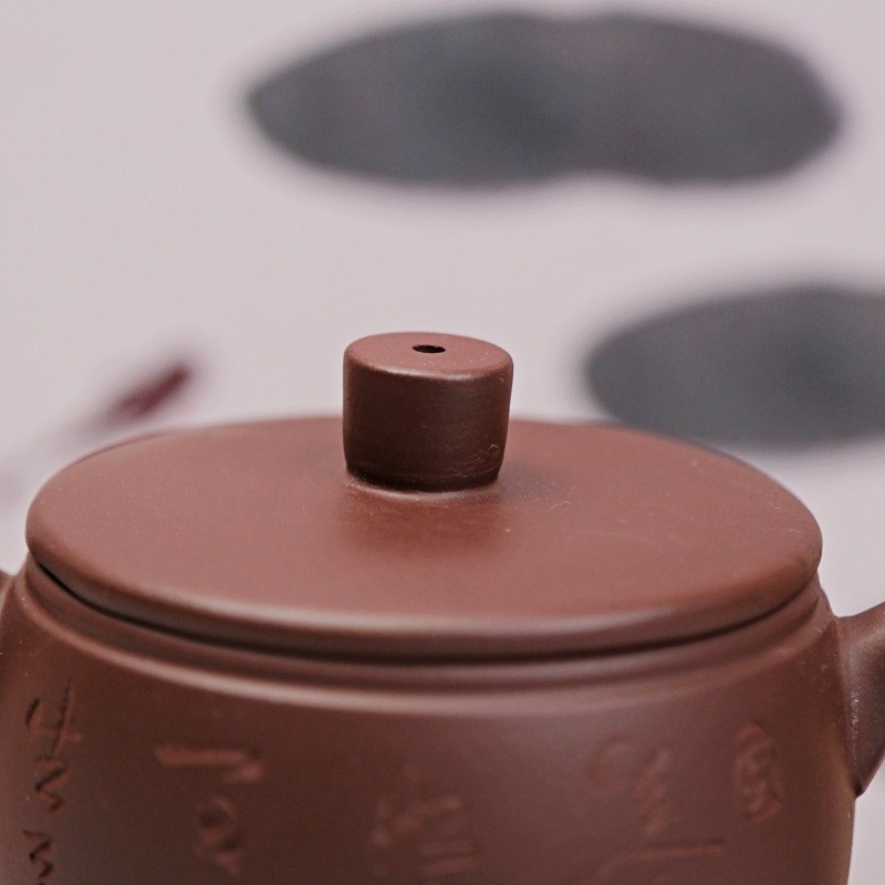 【全館滿599免運】茶壼 紫砂壼 原礦紫泥 純手工精製【小品漢瓦紫砂壺】170ML宜興茶壺 出湯順暢【自在坊茶具】-細節圖7