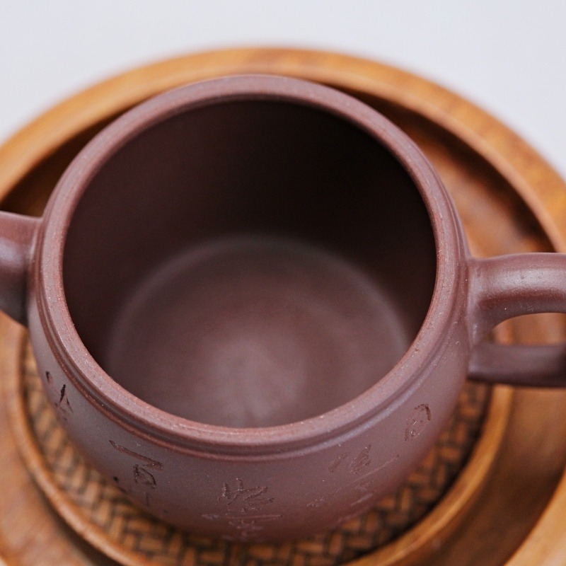 【全館滿599免運】茶壼 紫砂壼 原礦紫泥 純手工精製【小品漢瓦紫砂壺】170ML宜興茶壺 出湯順暢【自在坊茶具】-細節圖9