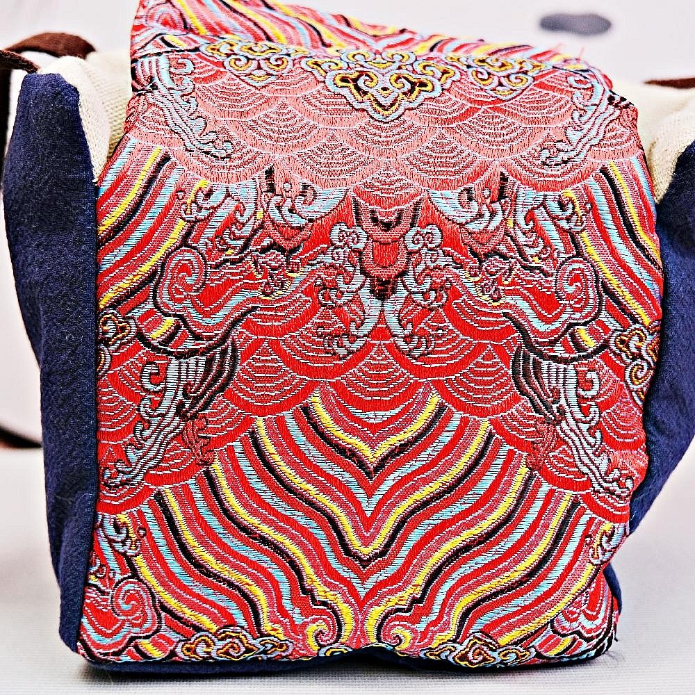 【全館滿599免運】一壺四杯款 提帶式刺繡棉布壺套 收納麻棉布包 麻布保護套 外出壺套 棉布杯套【自在坊茶具】-細節圖3