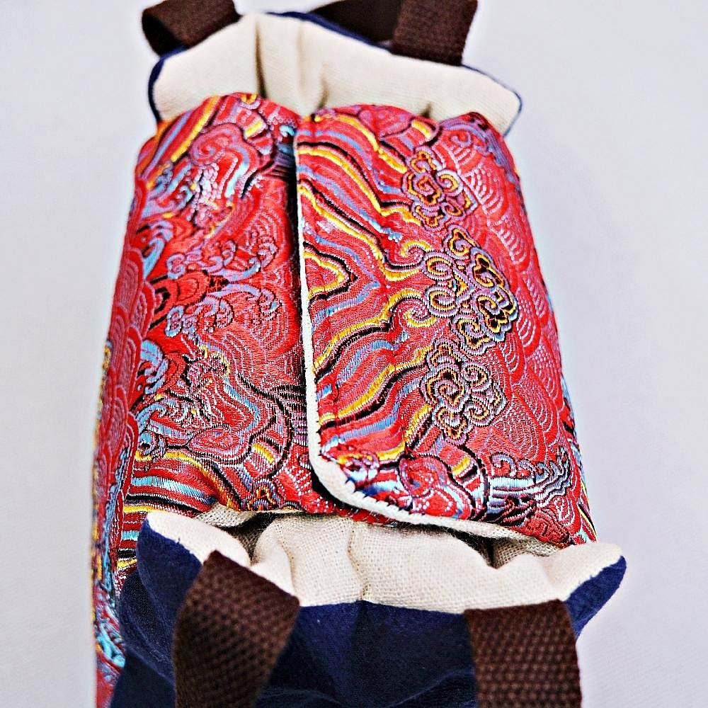 【全館滿599免運】一壺四杯款 提帶式刺繡棉布壺套 收納麻棉布包 麻布保護套 外出壺套 棉布杯套【自在坊茶具】-細節圖4