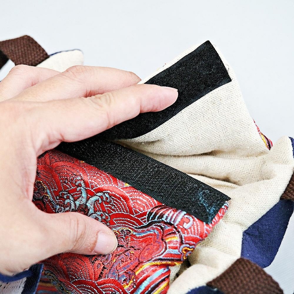 【全館滿599免運】一壺四杯款 提帶式刺繡棉布壺套 收納麻棉布包 麻布保護套 外出壺套 棉布杯套【自在坊茶具】-細節圖5