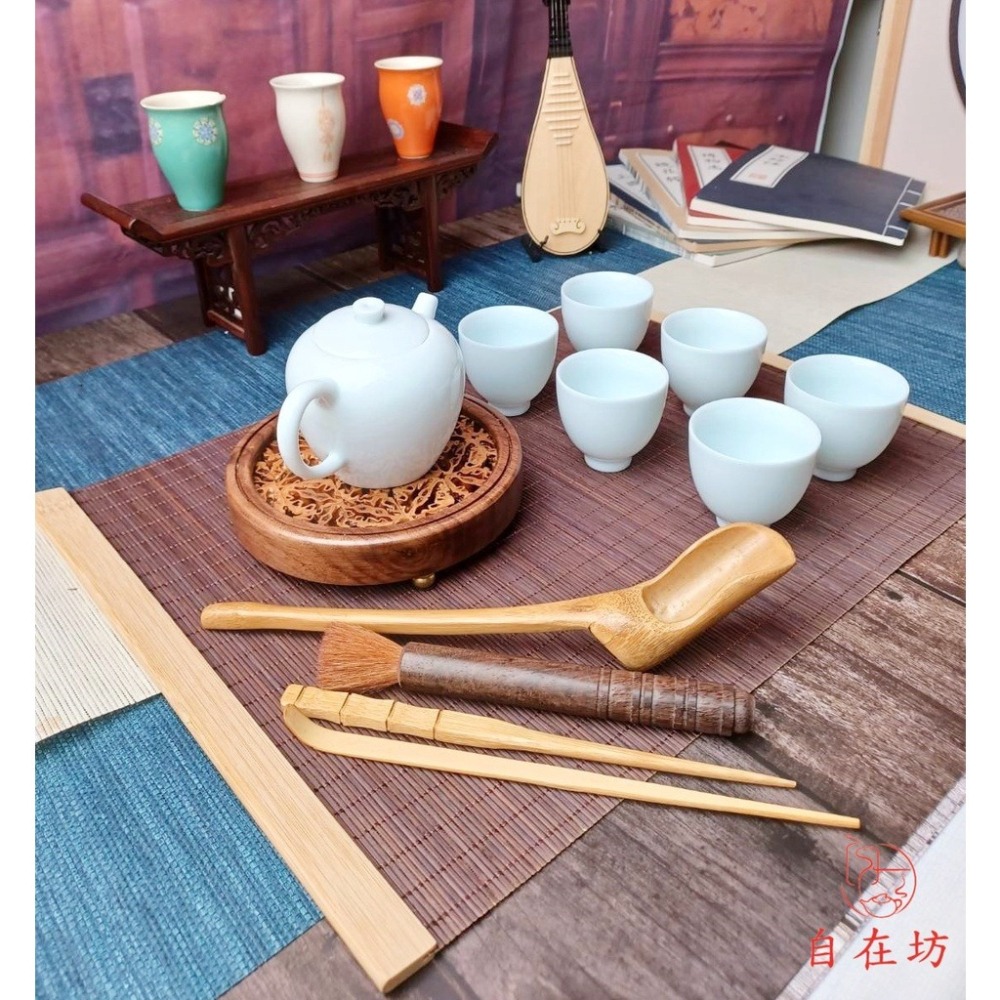 【全館滿599免運】茶具 天然竹板竹席 茶道配件 茶具茶道 日式隔熱茶席 乾泡茶竹蓆 30*40CM【自在坊茶具】-細節圖3