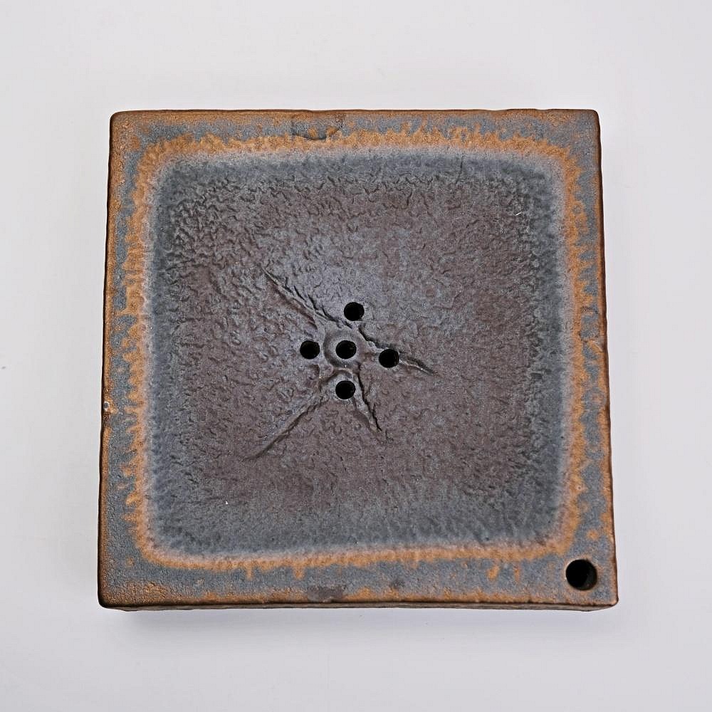 【全館滿599免運】古早柴燒鎏金壺承 日式復古方形壺承 粗陶柴燒茶壺 復古簡約乾泡盤台【自在坊茶具】-細節圖4