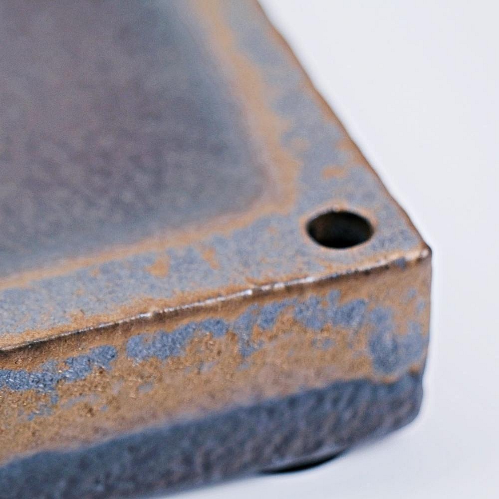 【全館滿599免運】古早柴燒鎏金壺承 日式復古方形壺承 粗陶柴燒茶壺 復古簡約乾泡盤台【自在坊茶具】-細節圖6