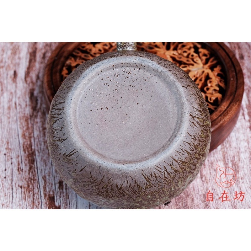 【全館滿599免運】茶壼 西施壼 陶瓷茶壼 粗陶復古西施壺-綠 230ml 細緻手作【自在坊茶具】-細節圖7