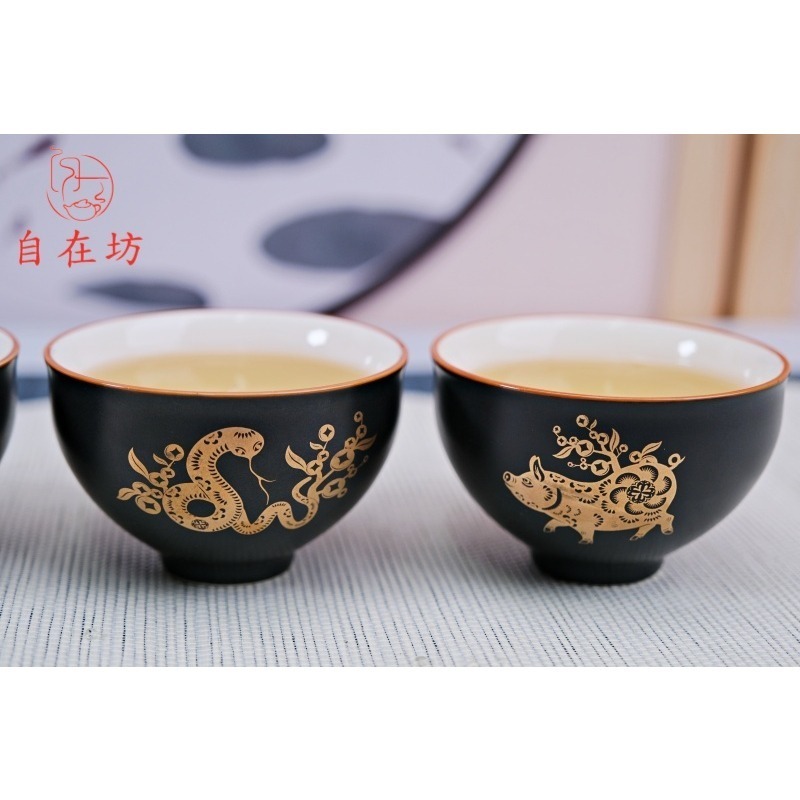 【全館滿599免運】茶杯 品茗杯 陶瓷茶杯【汝窯12生肖單杯─110ml】單杯 細緻手作【自在坊茶具】-細節圖5