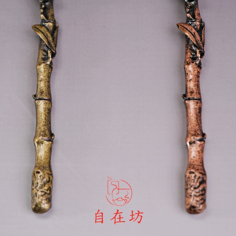 【全館滿599免運】壺叉 青桐 / 紅桐蟬竹節壺叉 壺夾 鐵壺蓋叉 銅制壺夾【自在坊茶具】-細節圖4
