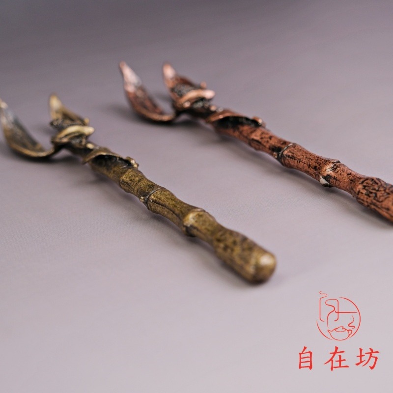 【全館滿599免運】壺叉 青桐 / 紅桐蟬竹節壺叉 壺夾 鐵壺蓋叉 銅制壺夾【自在坊茶具】-細節圖10