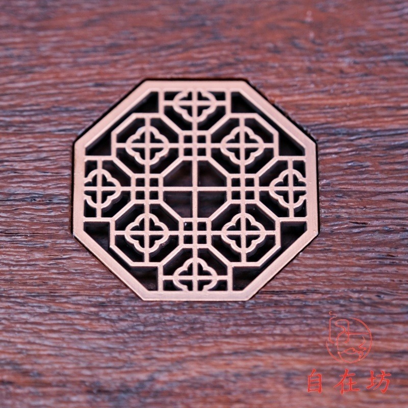 【全館滿599免運】實木製杯墊【圓形窗花 / 八角窗花 黑檀杯墊】 茶杯墊 茶具 8.5*8.5cm【自在坊茶具】-細節圖9