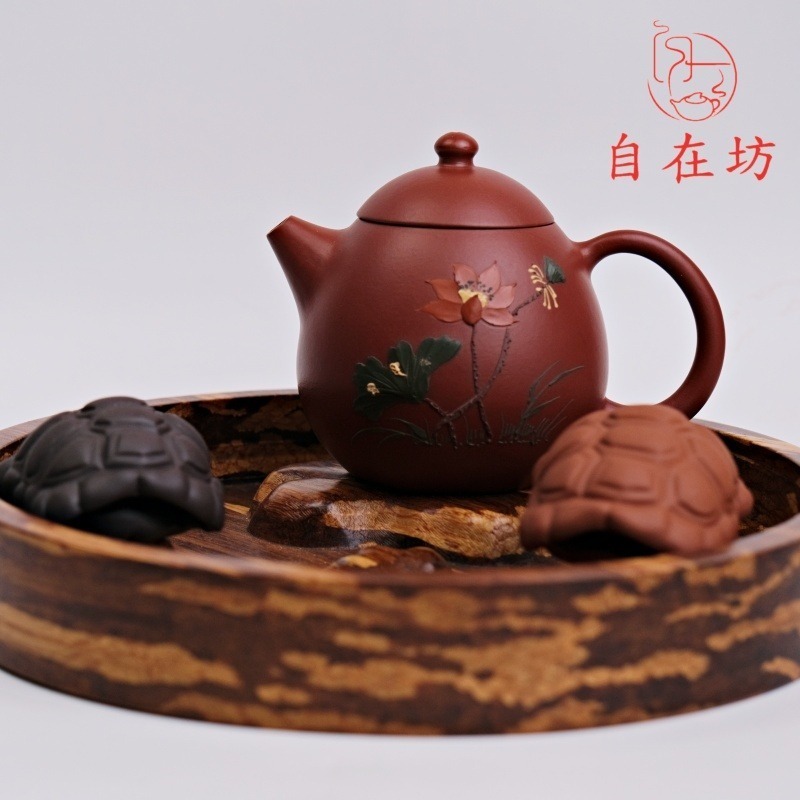 【全館滿599免運】富甲一方(朱泥 / 紫泥) 烏龜殼 紫砂陶瓷茶寵 茶盤裝飾 桌面擺件 茶桌裝飾【自在坊茶具】-細節圖2
