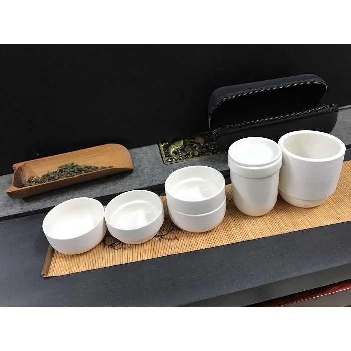 【全館滿599免運】精品粗陶同心杯 一壺四杯款 旅行茶具 無釉拋光高檔素面 快客同心杯 快客杯【自在坊茶具】-細節圖2