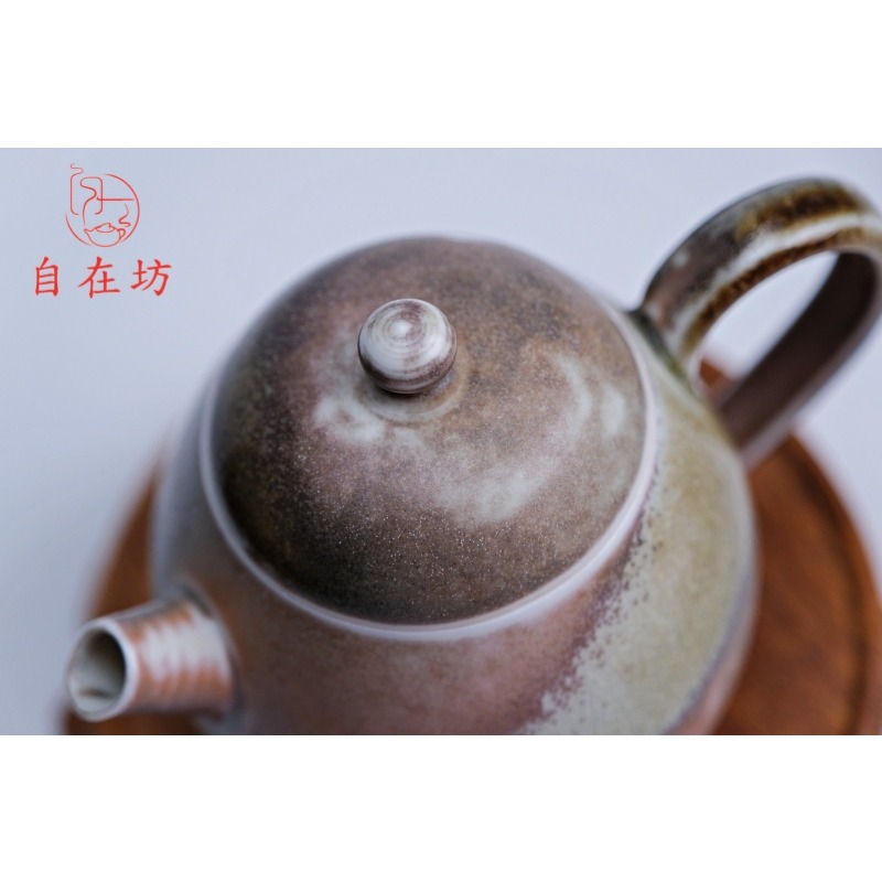 【全館滿599免運】茶壼 柴燒壺 精品手工柴燒茶壺 【龍蛋壺-4號】孤品一器一拍 柴燒粗陶茶壺【自在坊茶具】-細節圖3