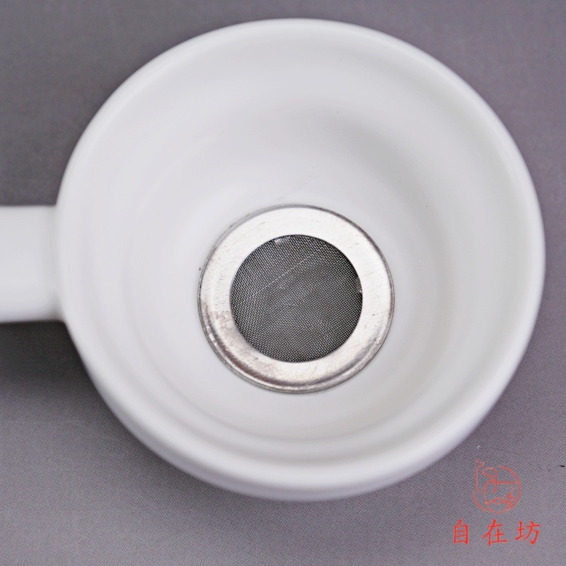 【全館滿599免運】茶漏【定窯石磨茶漏─白】創意茶漏 茶漏 濾茶器 泡茶過濾網 白瓷茶漏 精品茶濾【自在坊茶具】-細節圖9